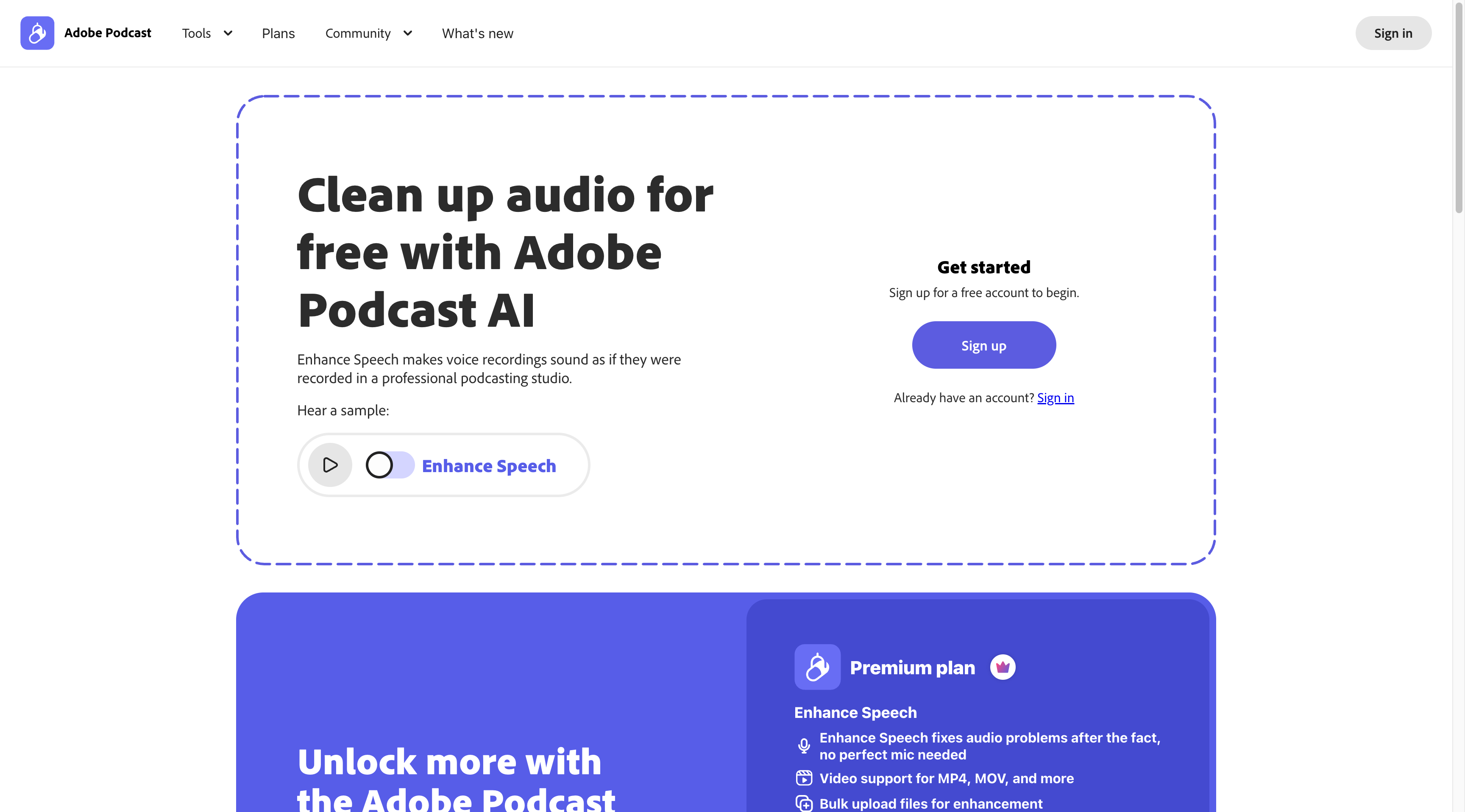 Adobe Podcast 官网截图