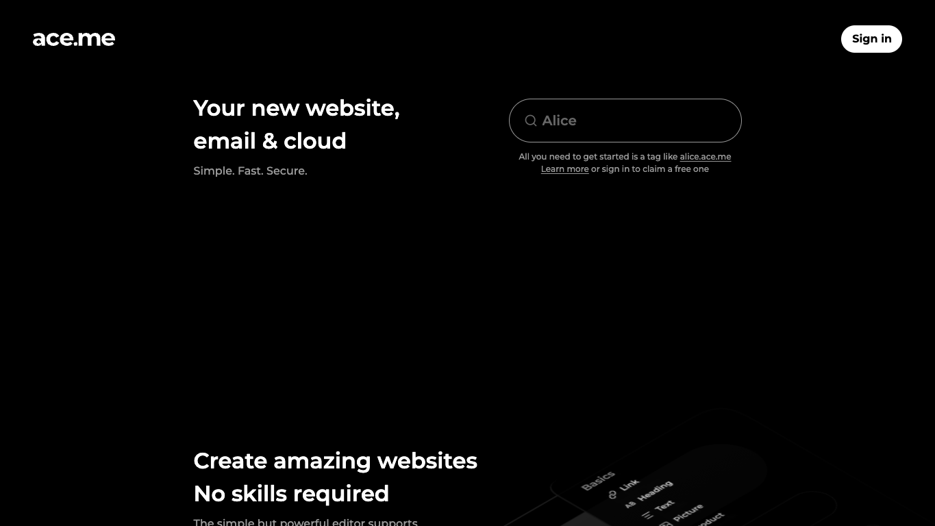 ace.me 官网截图