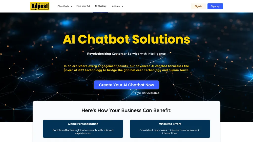 Adpost AI Chatbot 官网截图