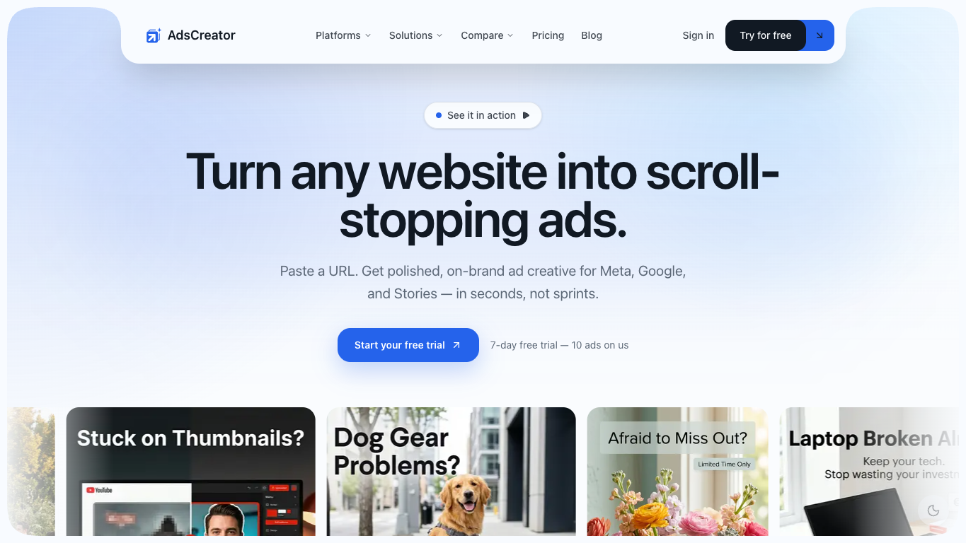 AdsCreator.com 官网截图