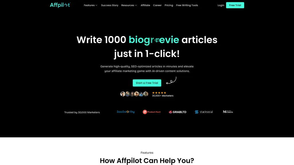 Affpilot AI 官网截图