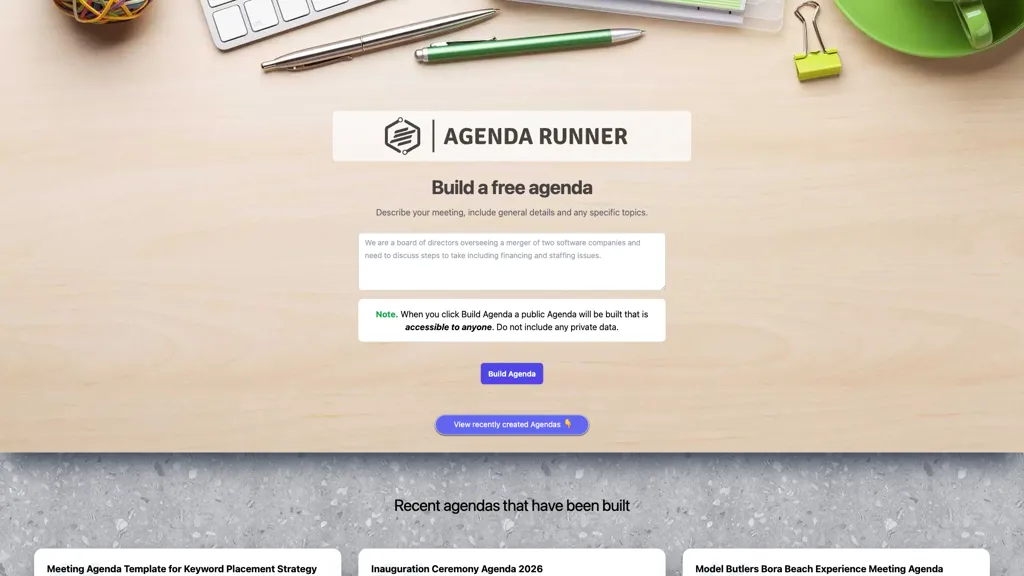Agenda Runner 官网截图