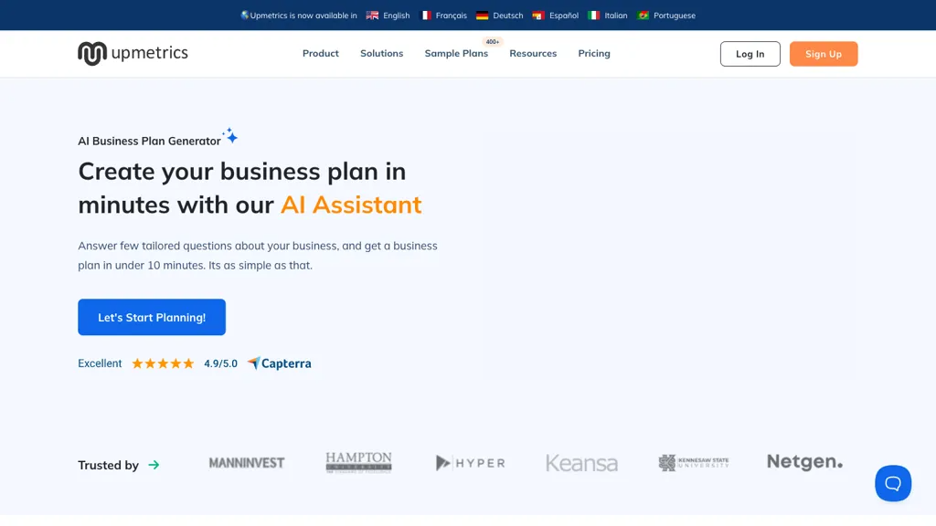 AI Business Plan Generator 官网截图