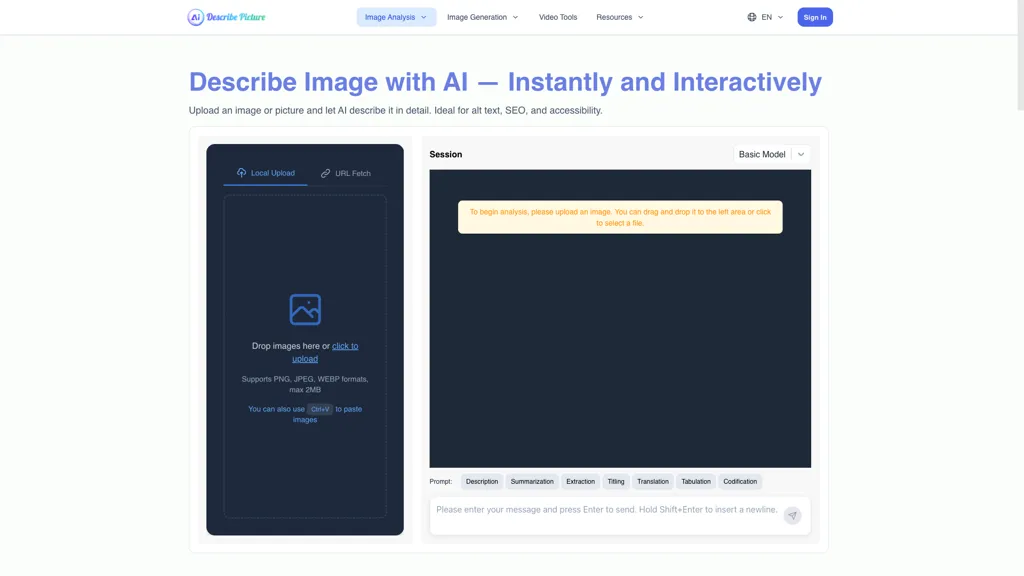 AI Describe Picture 官网截图