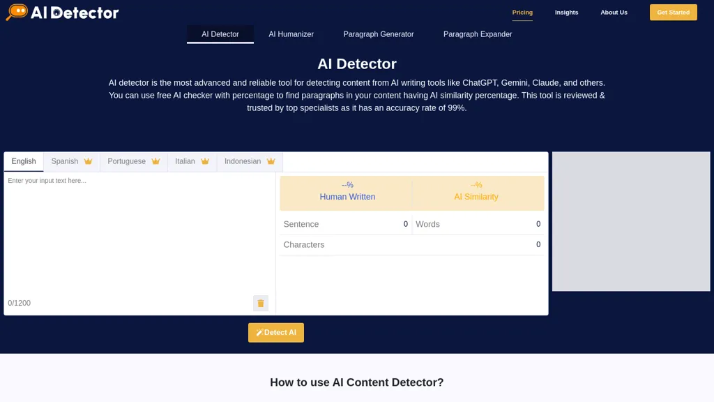 AI Detector 官网截图