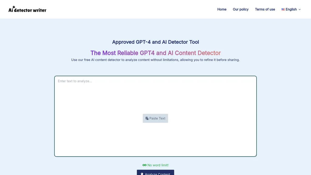 AI Detector Writer 官网截图