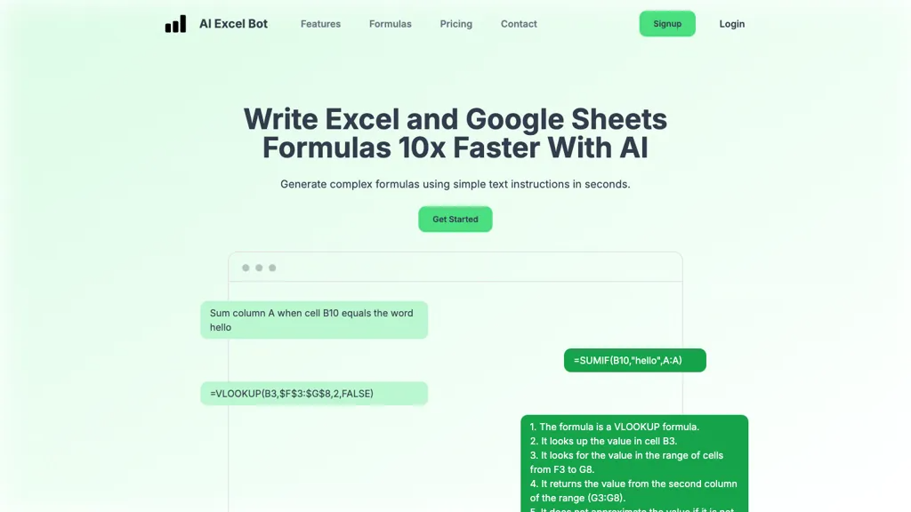 AI Excel Bot 官网截图
