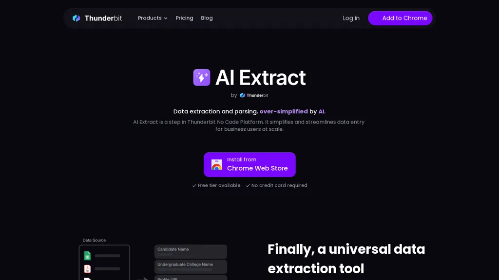 AI Extract by Thunderbit 工具截图