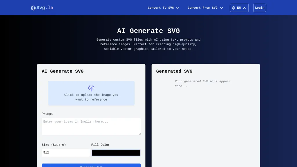 AI Generate SVG by SVG.la 官网截图