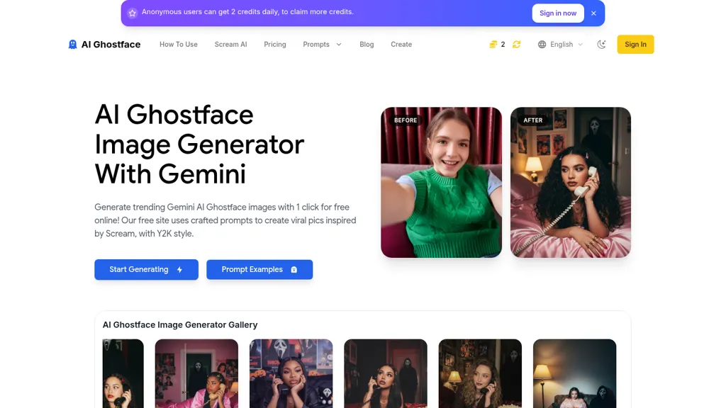 AI Ghostface 官网截图