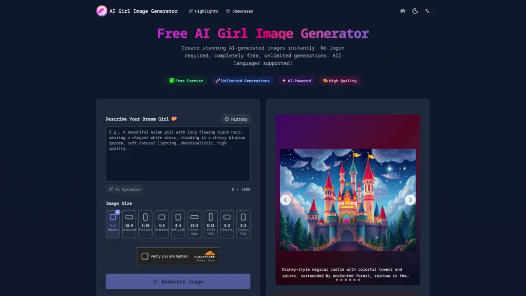 Ai girl generator 官网截图