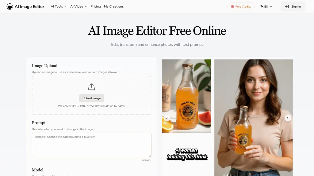 AI Image Editor 官网截图