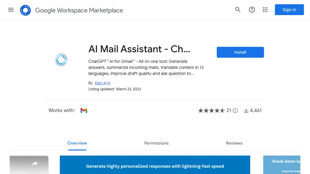 AI Mail Assistant 官网截图