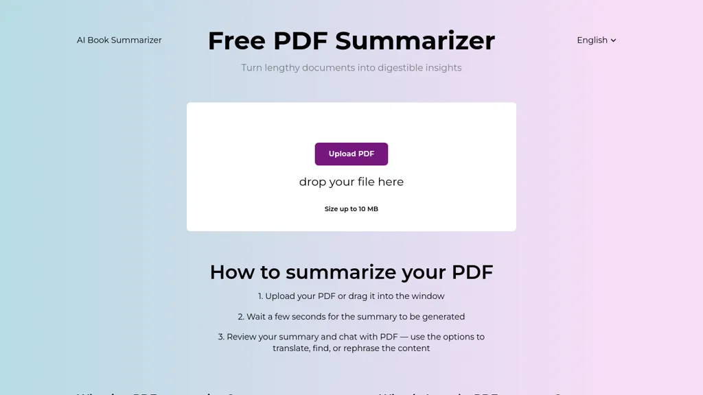 AI PDF Summarizer 官网截图