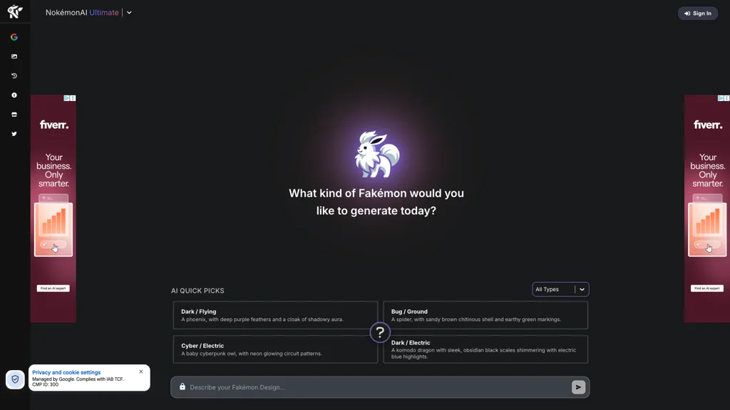 AI Pokemon generator 官网截图