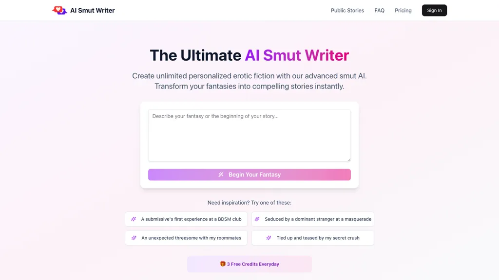 AI Smut Writer 官网截图