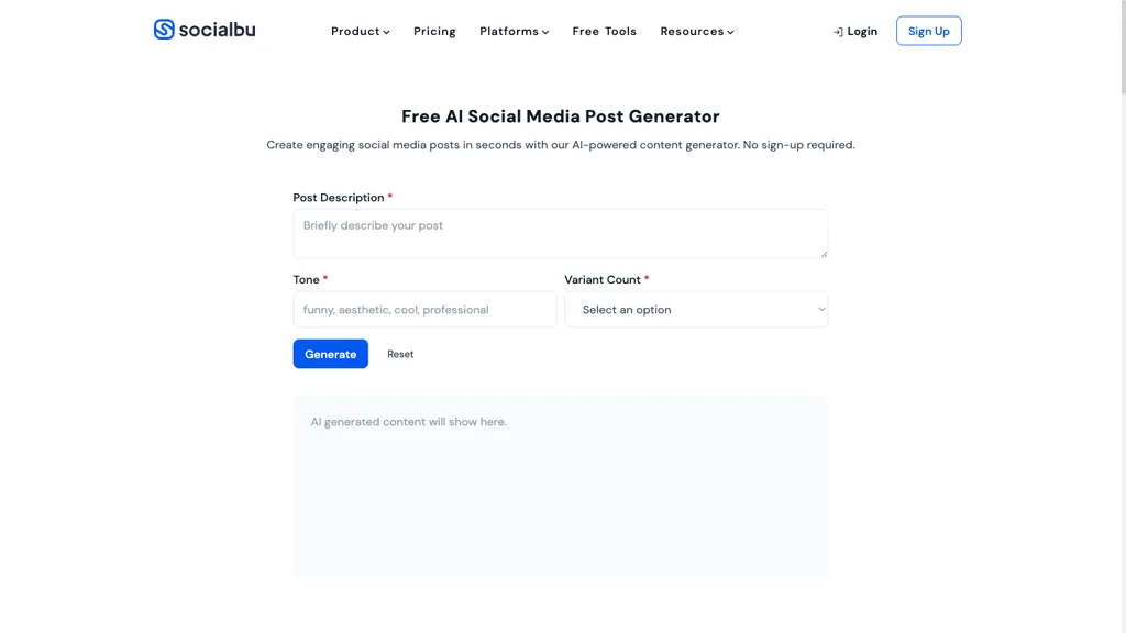 AI Social Media Post Writerby Socialblu 官网截图