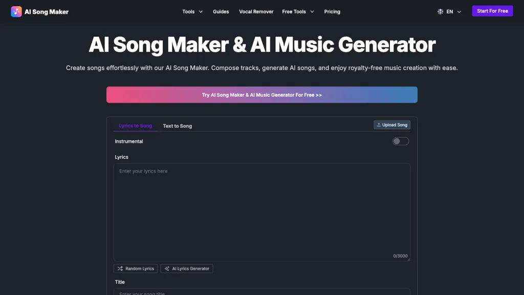 AI Song Maker 官网截图