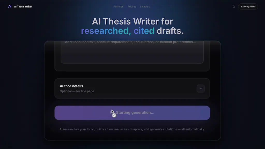 AI Thesis Writer 官网截图
