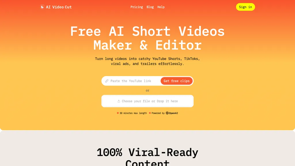 AI Video Cut 官网截图