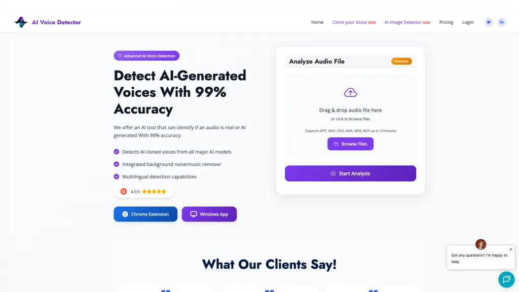 AI Voice Detector 官网截图
