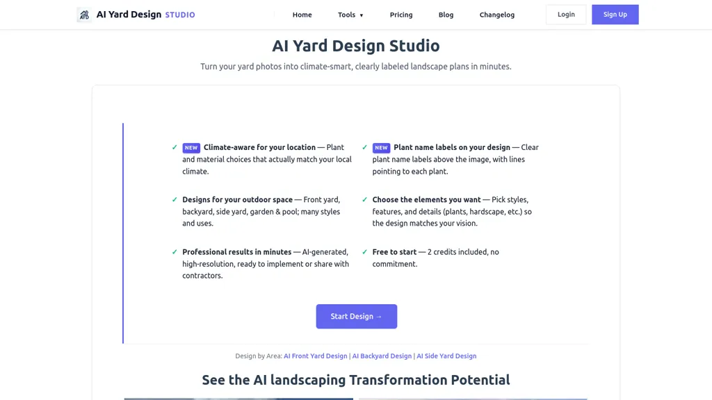 AI Yard Design Studio 官网截图