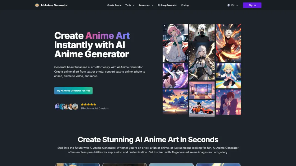 AIAnimeGenerator 官网截图