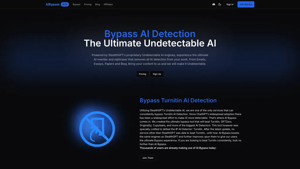 AIBypass 官网截图