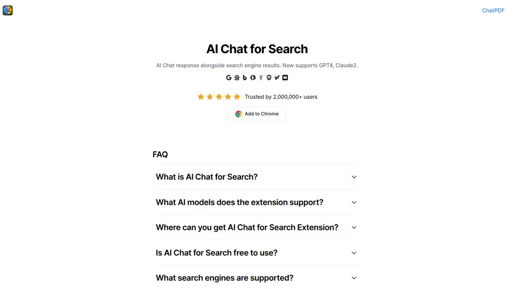 AI Chat for Search 官网截图