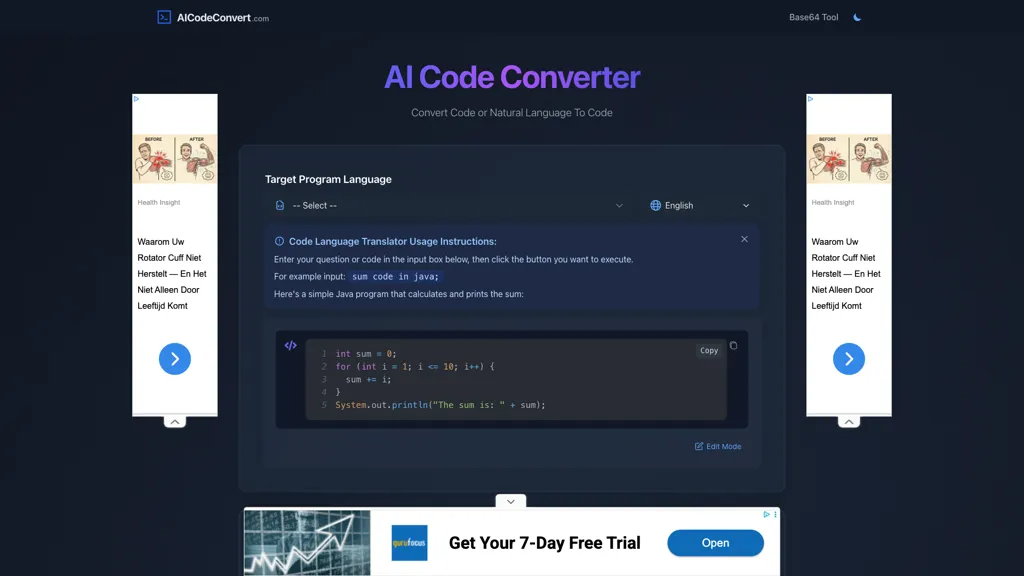 AICodeConvert 官网截图