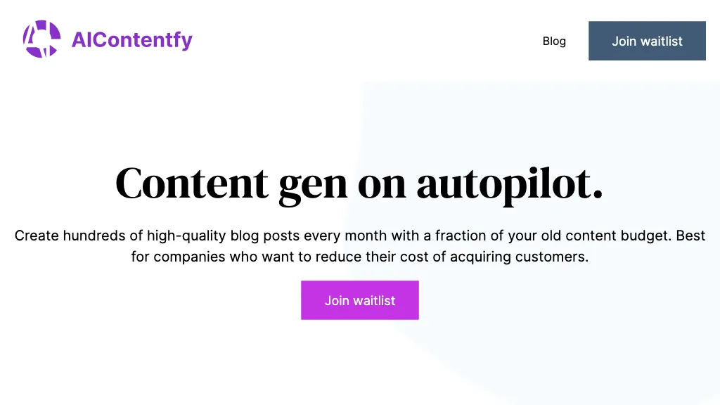 AIcontentfy 官网截图