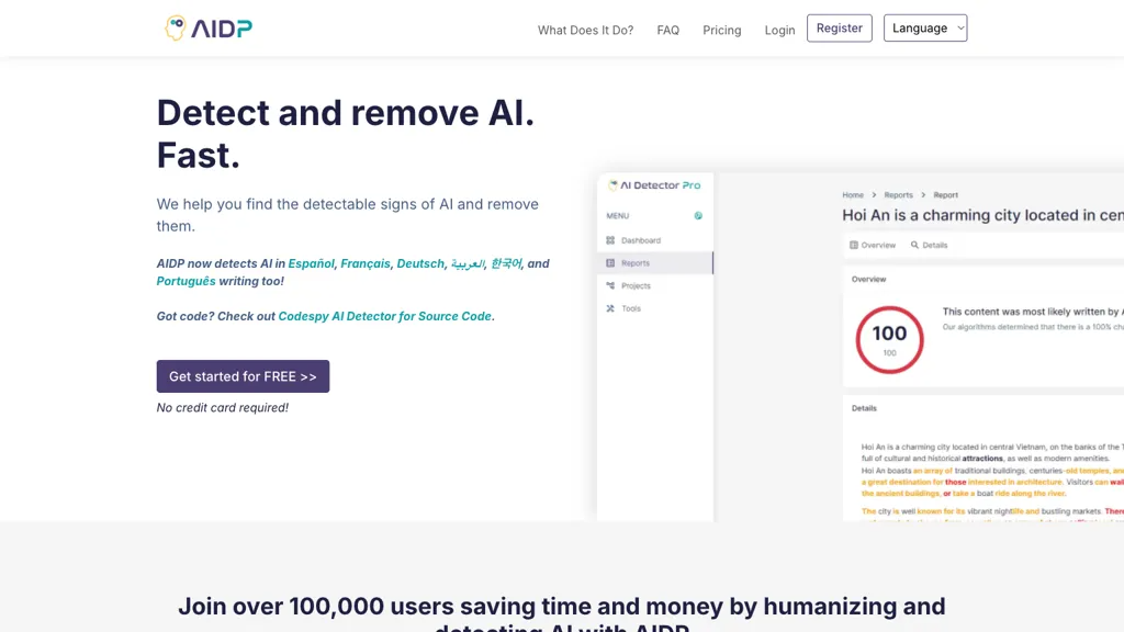 AI Detector Pro 官网截图