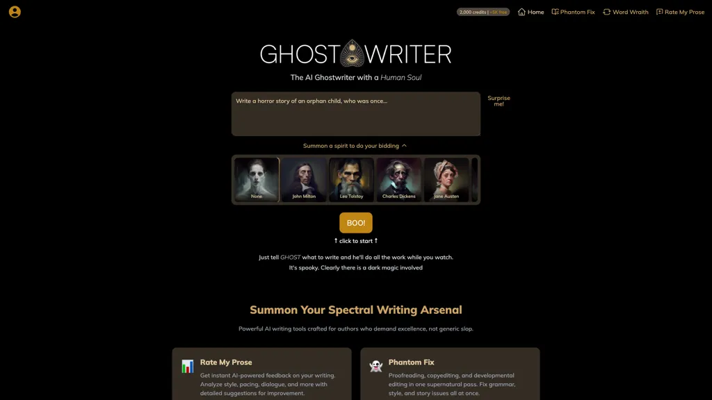 AIGhostwriter 官网截图