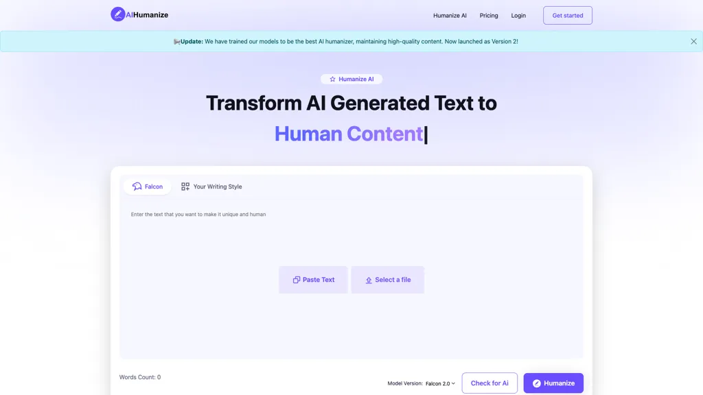 AIHumanize 官网截图