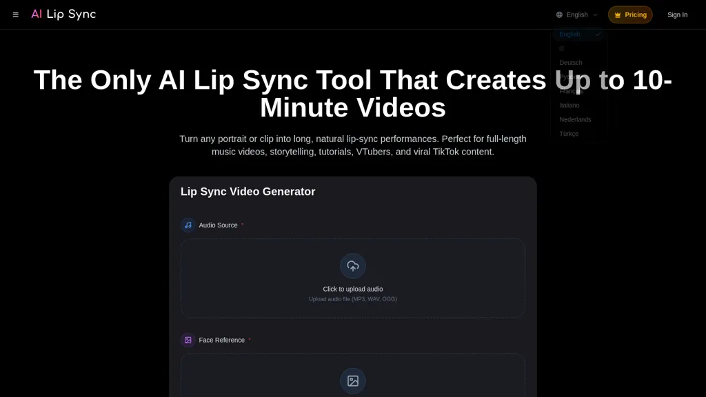 AILipSync.com 官网截图