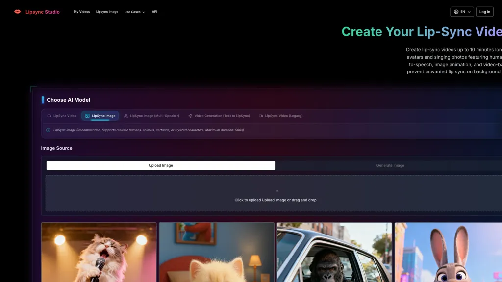 AILipSync.studio 官网截图
