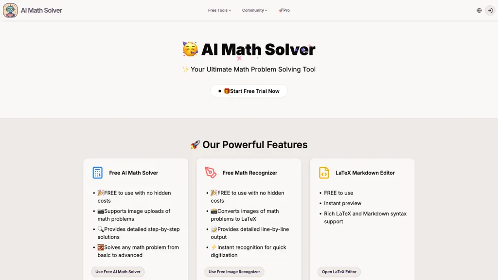 AI math solver 工具截图