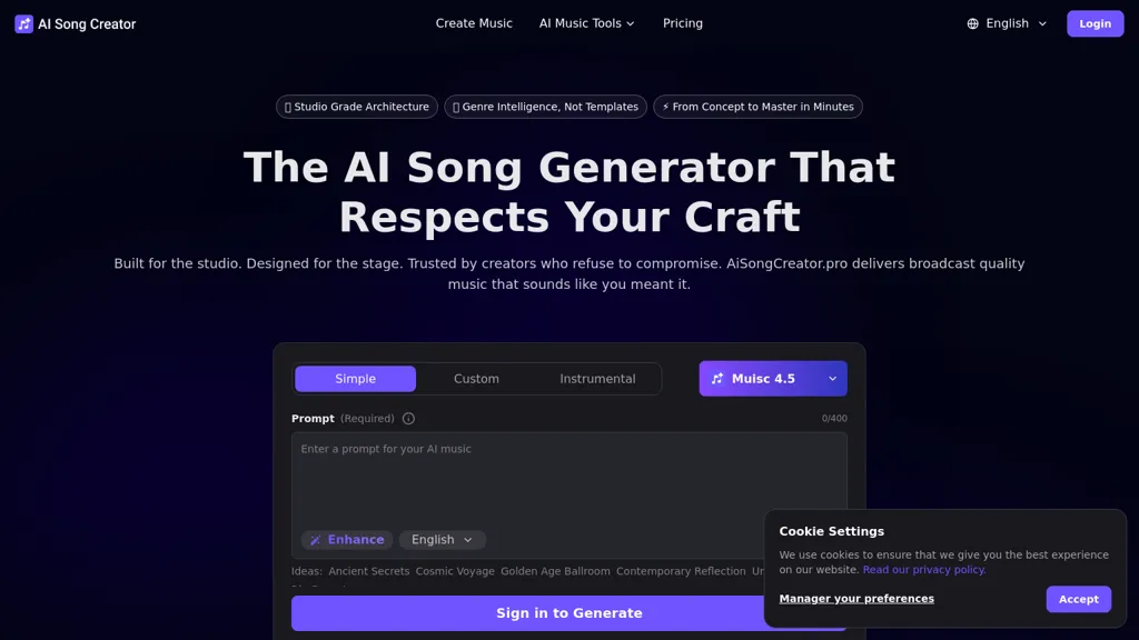 AI Song Creator 官网截图