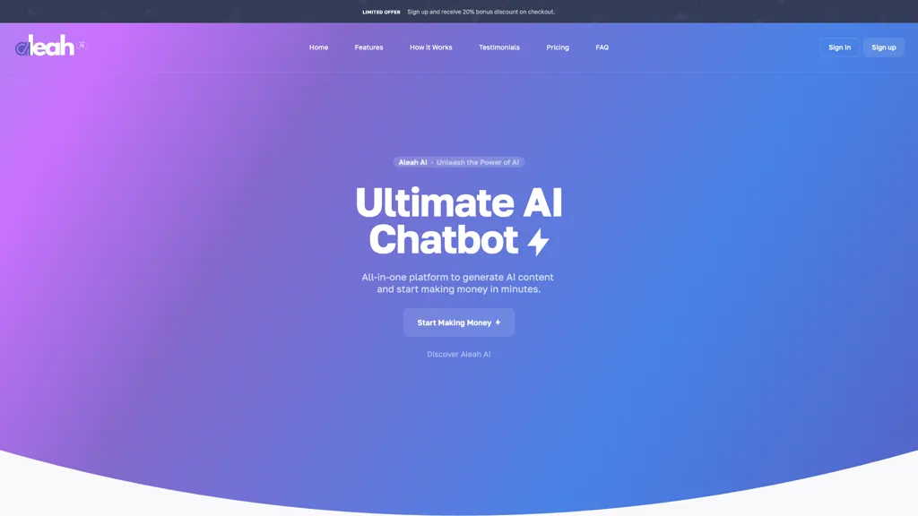 Aleah AI 官网截图