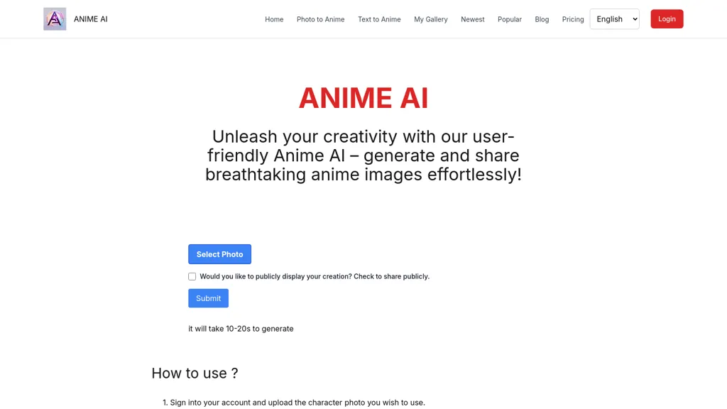 Anime AI 官网截图