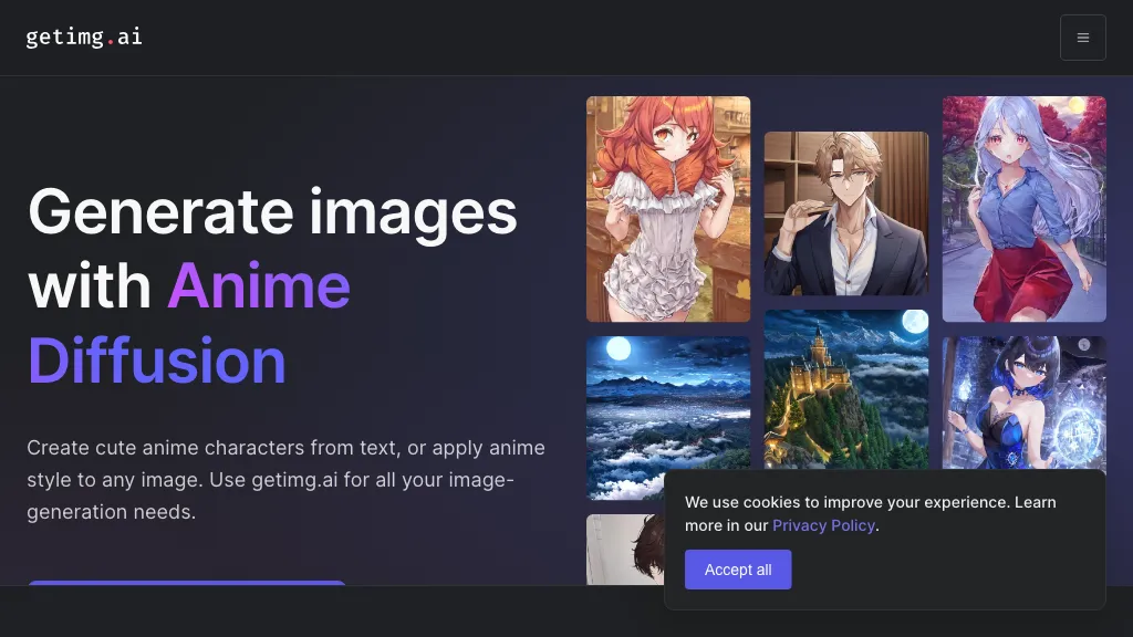 Anime Diffusion 官网截图