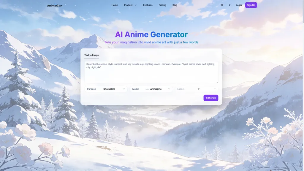 AnimeGen 官网截图
