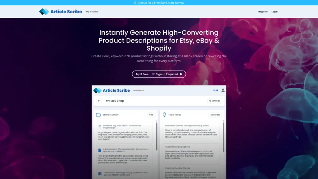 Article Scribe 官网截图