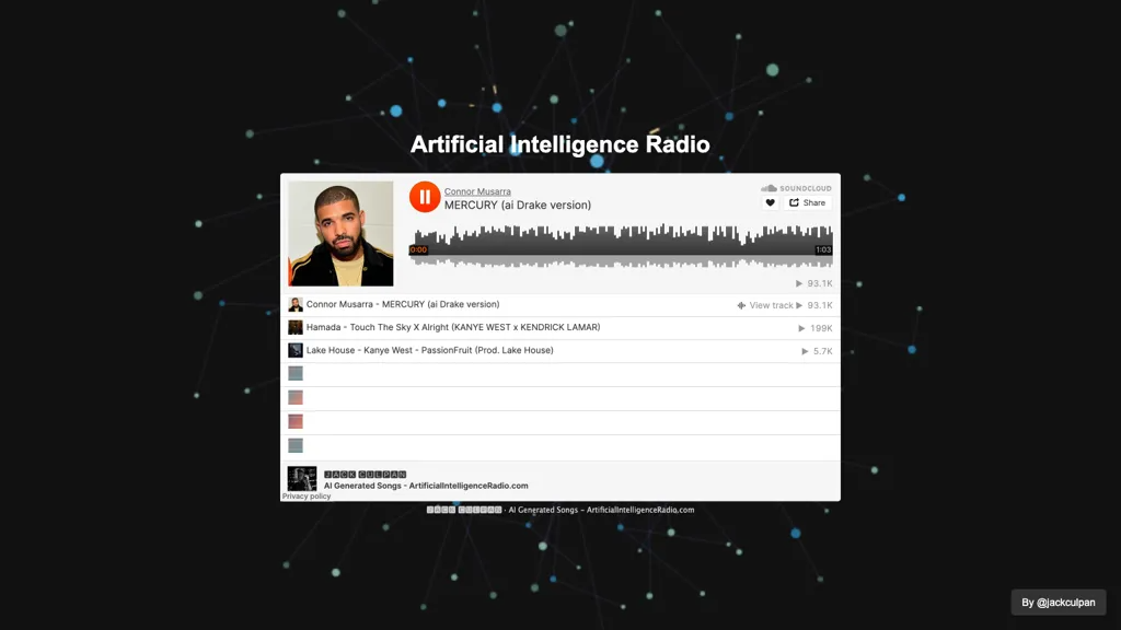 Artificial intelligence radio 官网截图