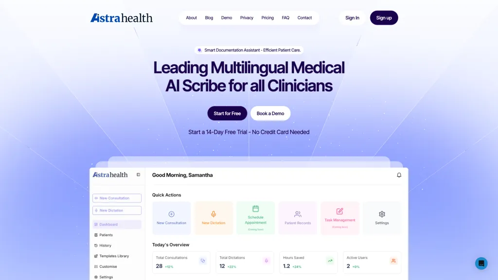 Astra Health AI 官网截图