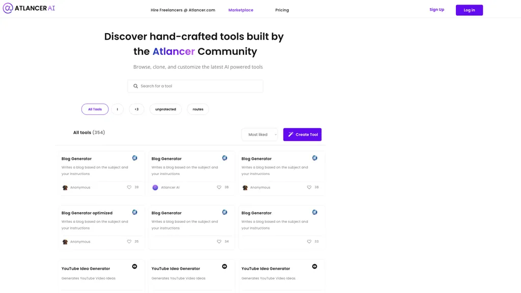 Atlancer.ai 工具截图