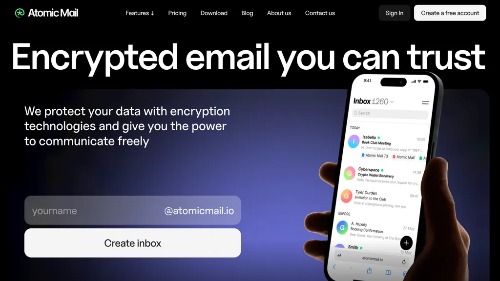 Atomic Mail 官网截图