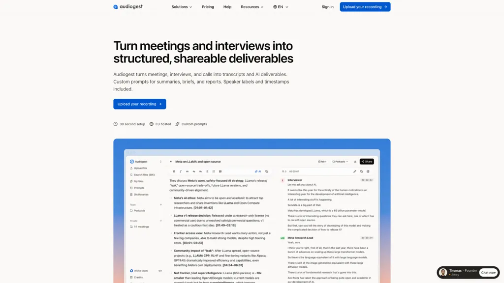 Audiogest.app 官网截图