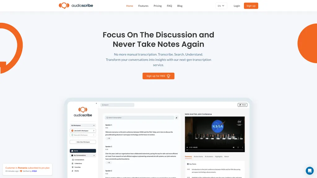 AudioScribe.io 官网截图