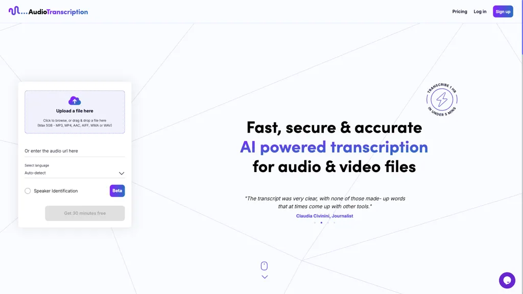 AudioTranscription 官网截图